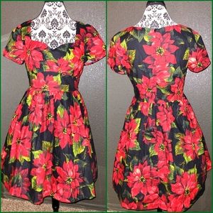 ModCloth Poinsettia Floral Christmas Dress